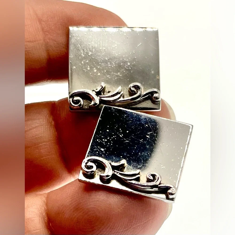 3 for $30 Vintage Signed Swank Silver Tone Cufflinks Raised Scroll Design